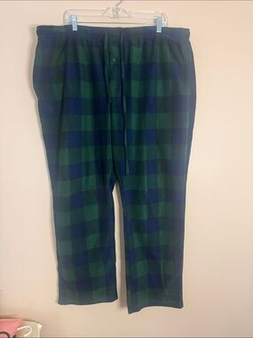 Hanes Green & Navy Plaid Fleece Jogger Pants